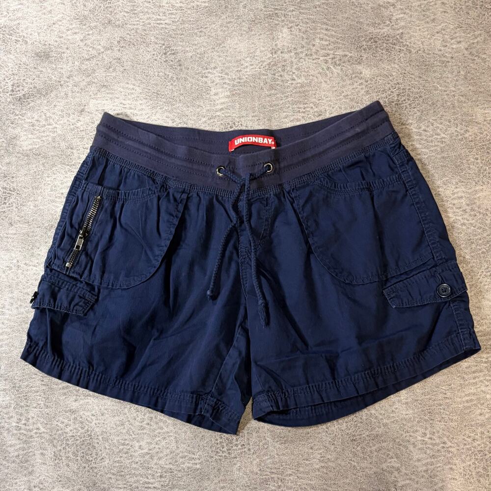 Navy Utility Drawstring High Waist Shorts